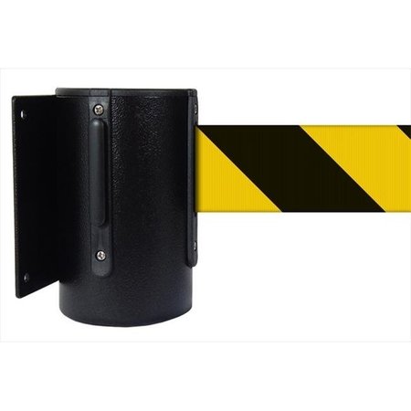Vic Crowd Control Inc VIP Crowd Control 1411 13 ft. Safety Stripe Belt Wall Mounted Belt Barriers - Black Finish 1411